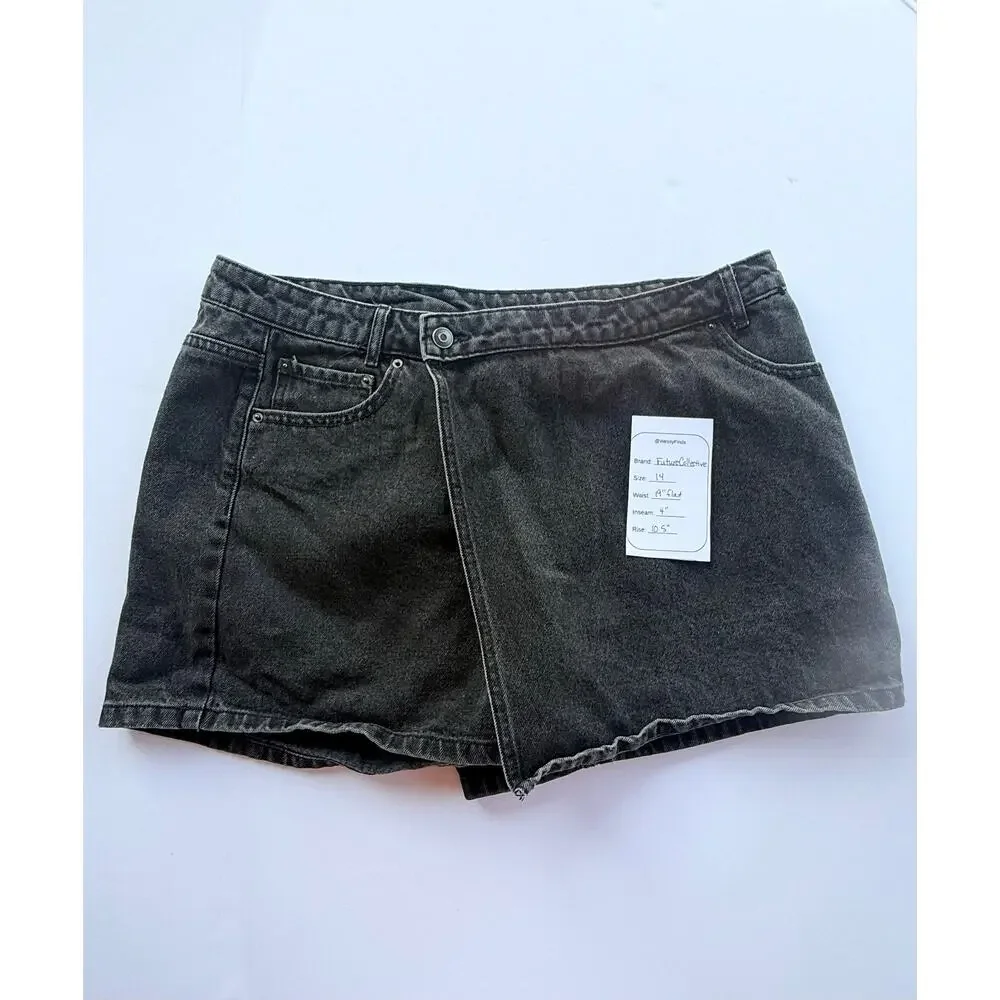 Black denim skort size 14 Future Collective